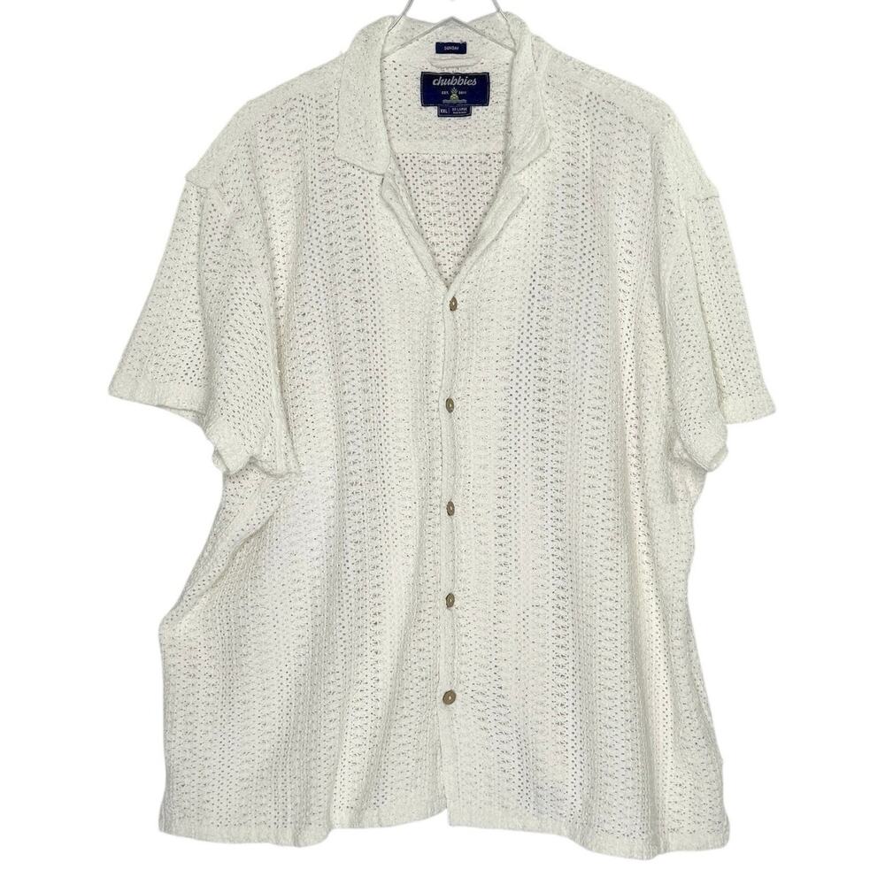 Chubbies The Mellow Stone Knit Sunday Shirt XXL Off White Open Knit *flaw